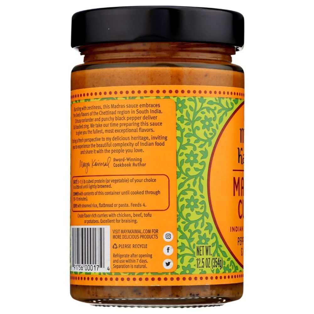MAYA KAIMAL: Madras Curry Indian Simmer Sauce, 12.5 oz