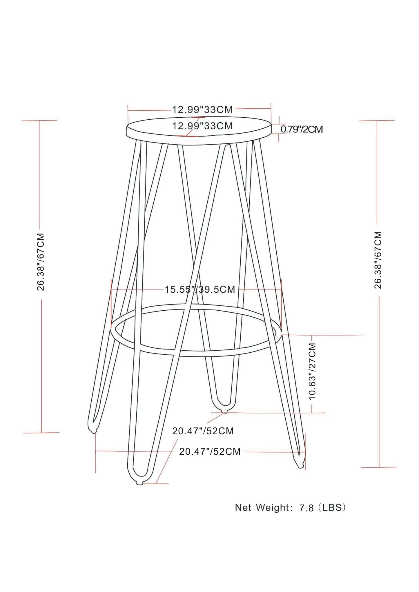 Simeon - 26" Metal Counter Height Stool with Wood Seat (Set of 2) - Cocoa