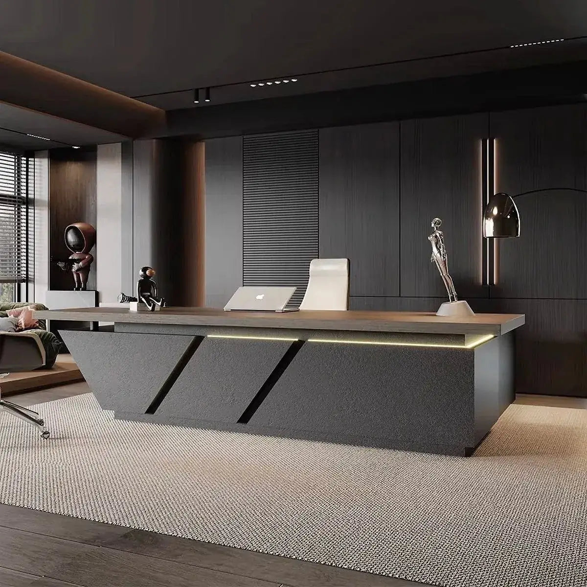 Maverick · Standing L-Shaped Executive Desk, Adjustable Height