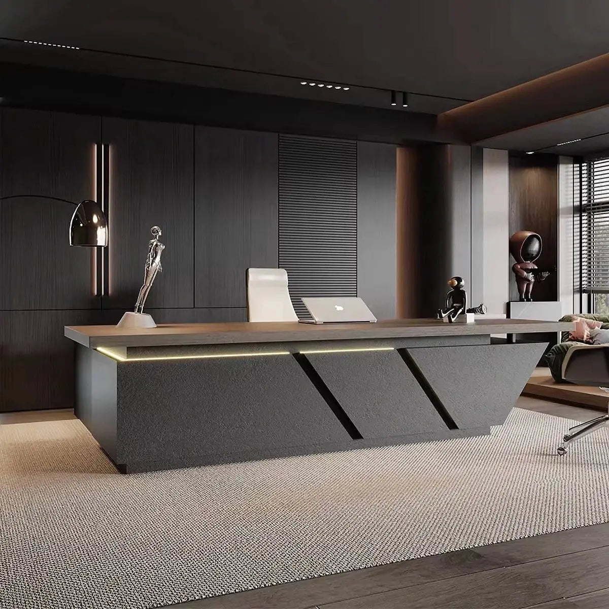 Maverick · Standing L-Shaped Executive Desk, Adjustable Height