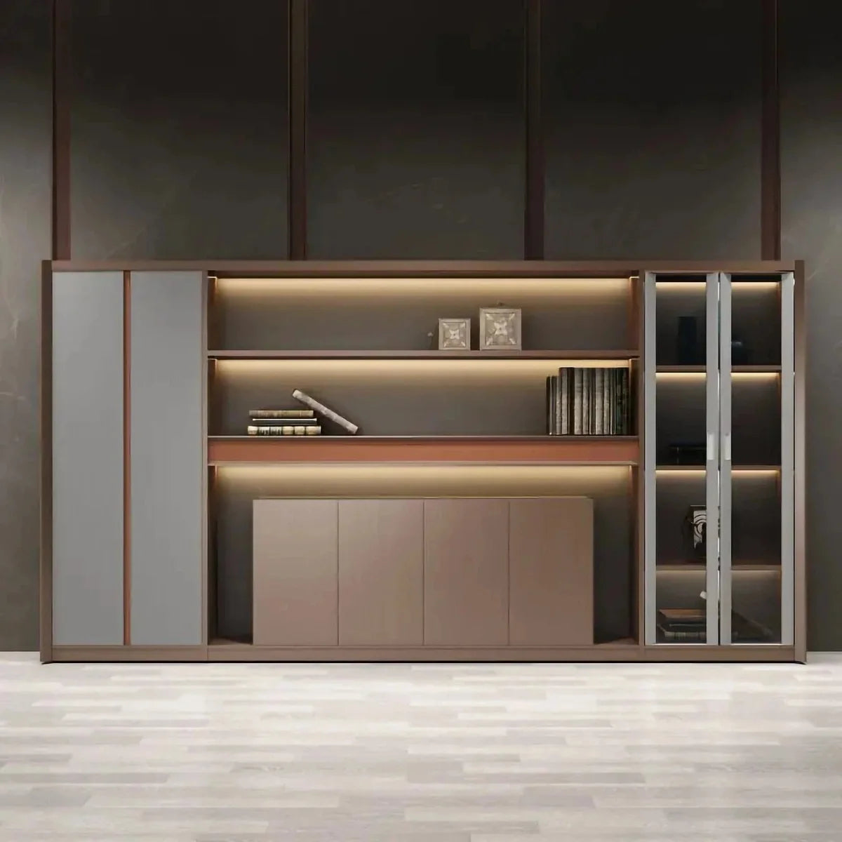 Kelham · Office Shelves w/ Lighting & Storage