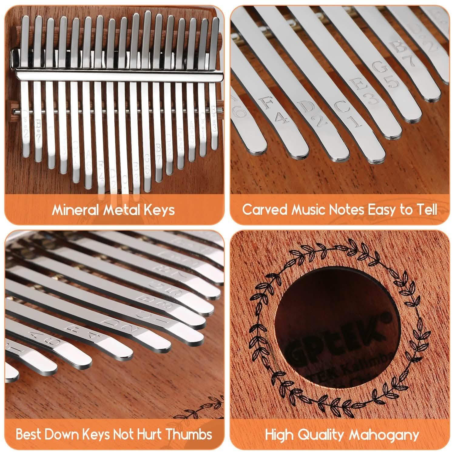 Kalimba 17キー親指ピアノ チューニングハンマー＆バッグ付き