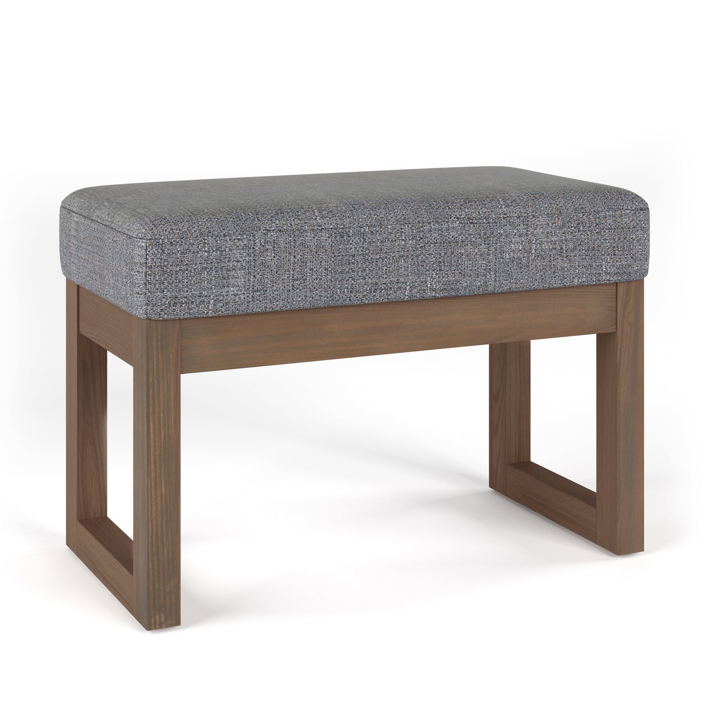 Milltown 27 Inch Wide Solid Wood Footstool Small Ottoman Bench in Pebble