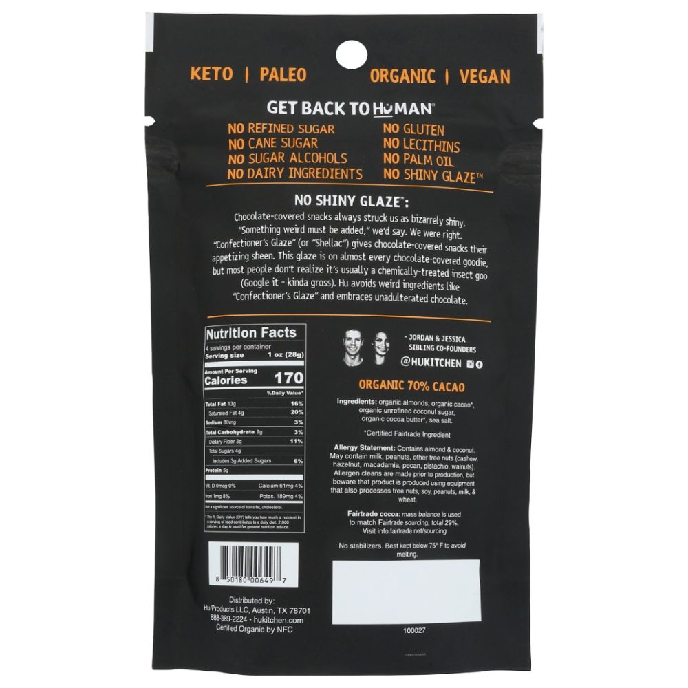 HU: Chocolate Covered Hunks Almonds and Sea Salt, 4 oz