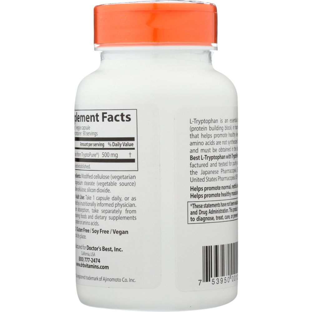 DOCTOR'S BEST: L Tryptophan With Tryptopure 500Mg, 90 vc
