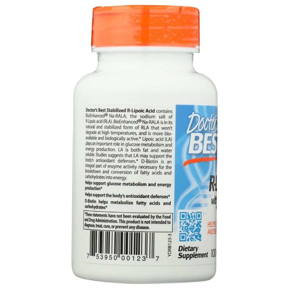 DOCTOR'S BEST: Stabilized R Lipoic Acid with BioEnhanced Na RALA 100Mg, 60 vc
