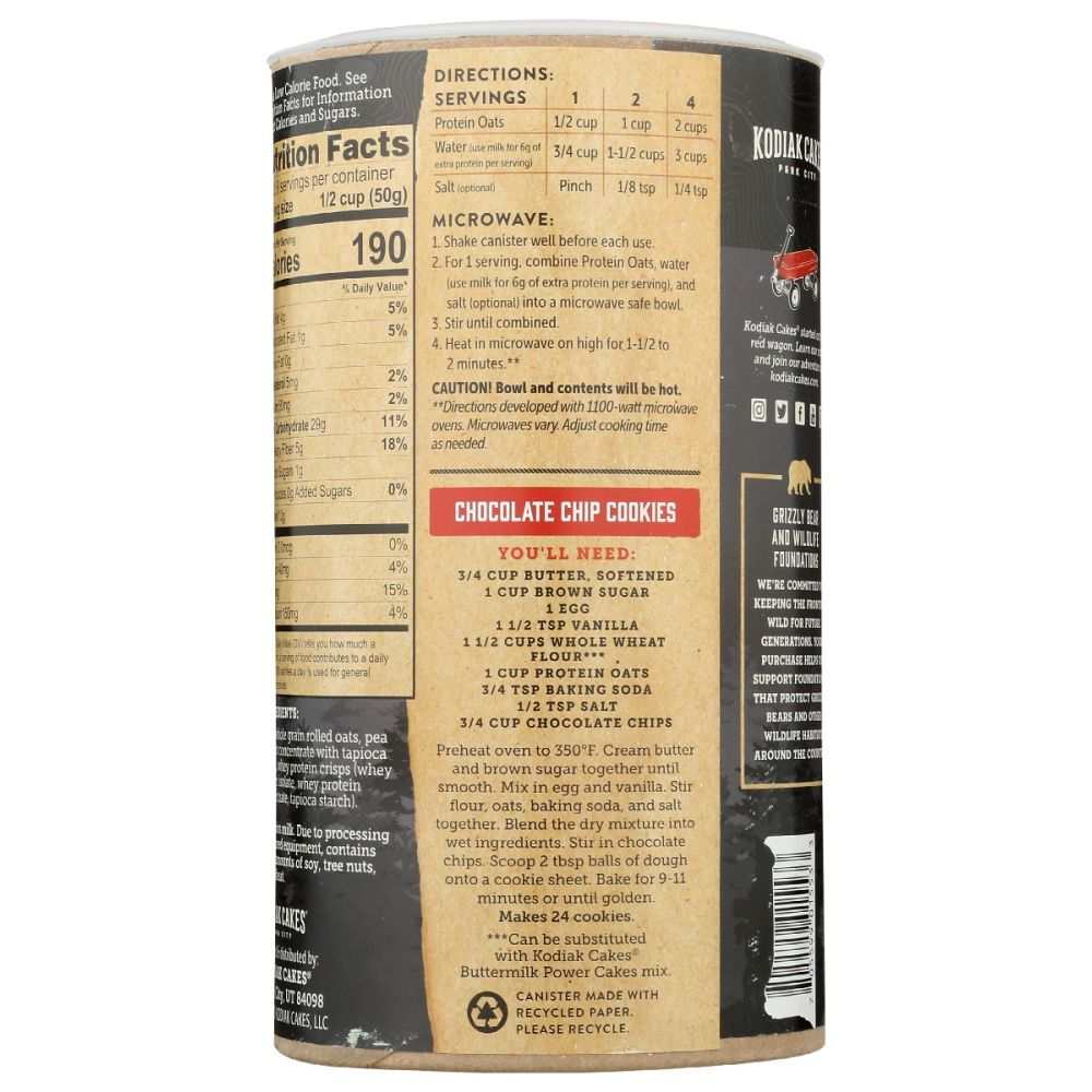 KODIAK Oatmeal Classic: 16oz Rolled Oats Canister | Breakfast & Baking