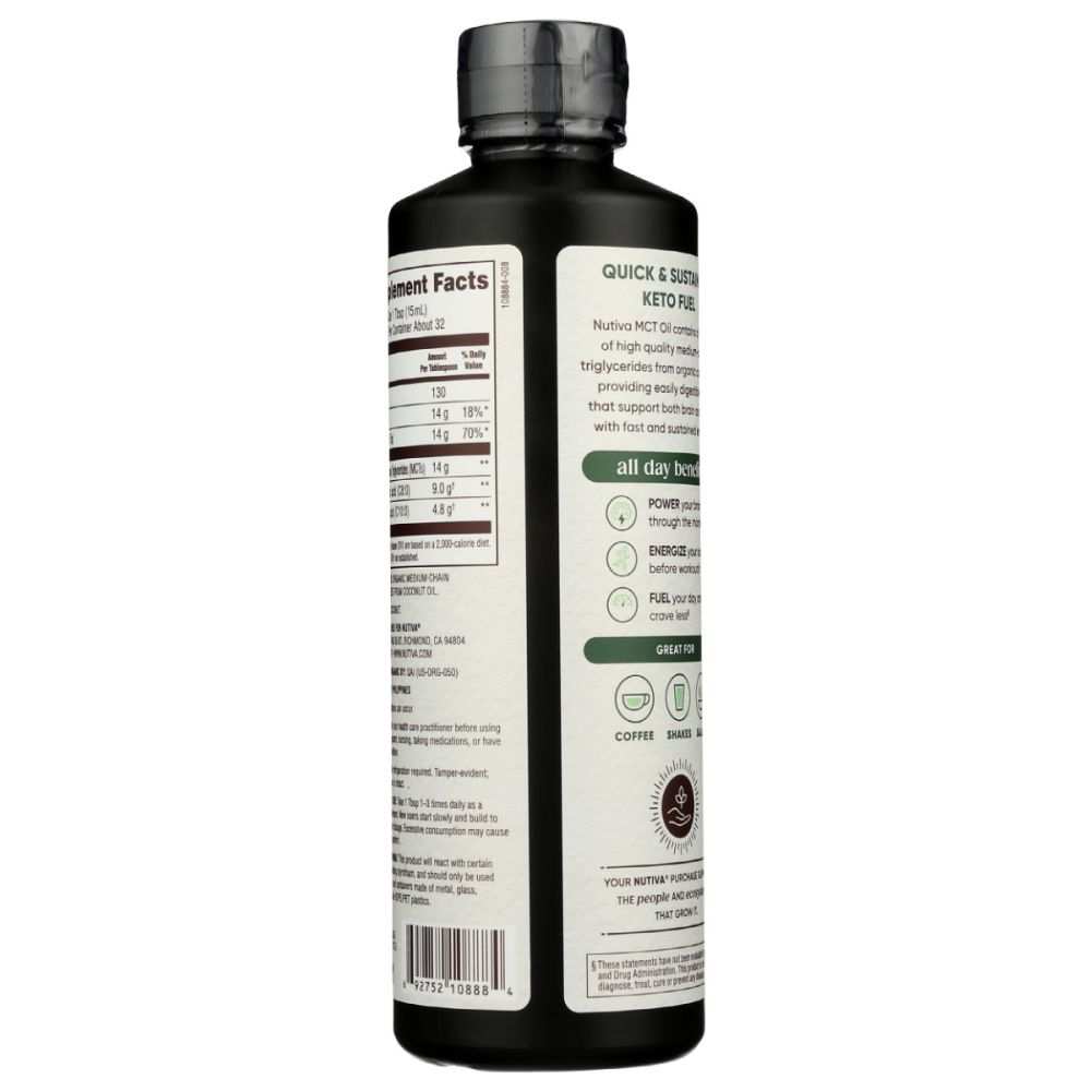 Nutiva Organic MCT Oil:16oz|Pure Coconut-Based Med-Chain Triglycerides