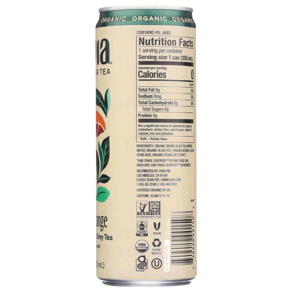 Zevia Organic Earl Grey Tea - Blood Orange, 12fl oz| Fresh Organic Tea