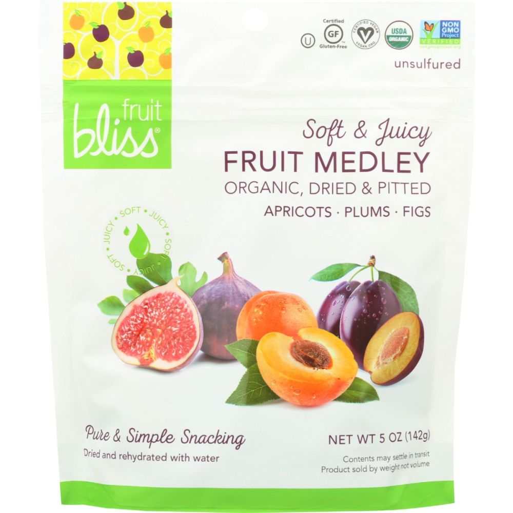 FRUIT BLISS: Organic Fruit Medley Apricot Fig and Plum, 5 oz