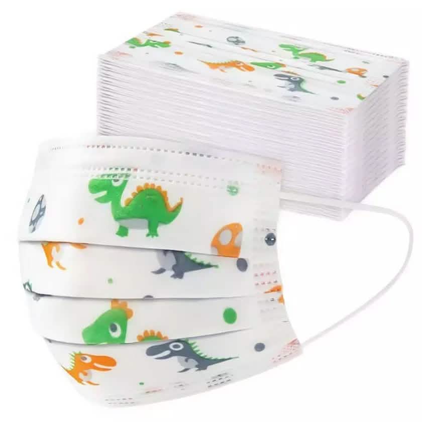 Masques jetables pour enfants 3 plis motif dinosaure