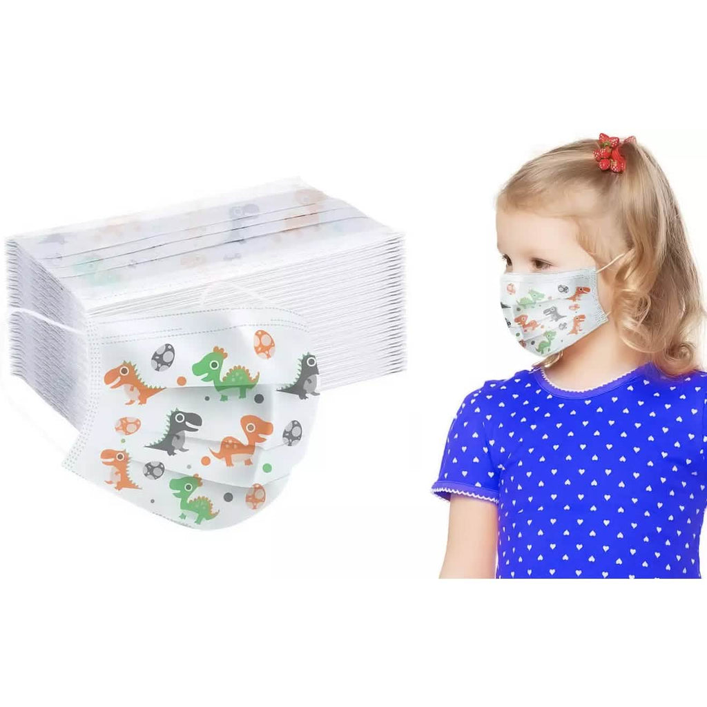 Masques jetables pour enfants 3 plis motif dinosaure
