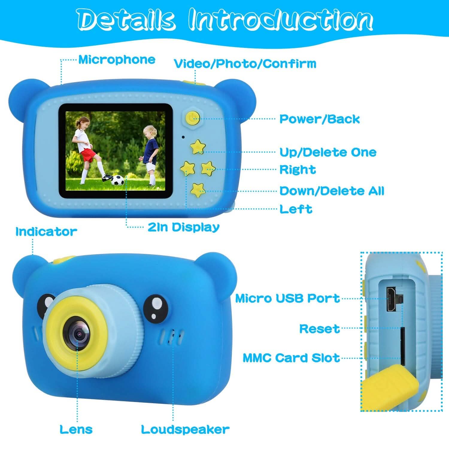 Kids Digital Camera with 2" Screen 4x Digital Zoom