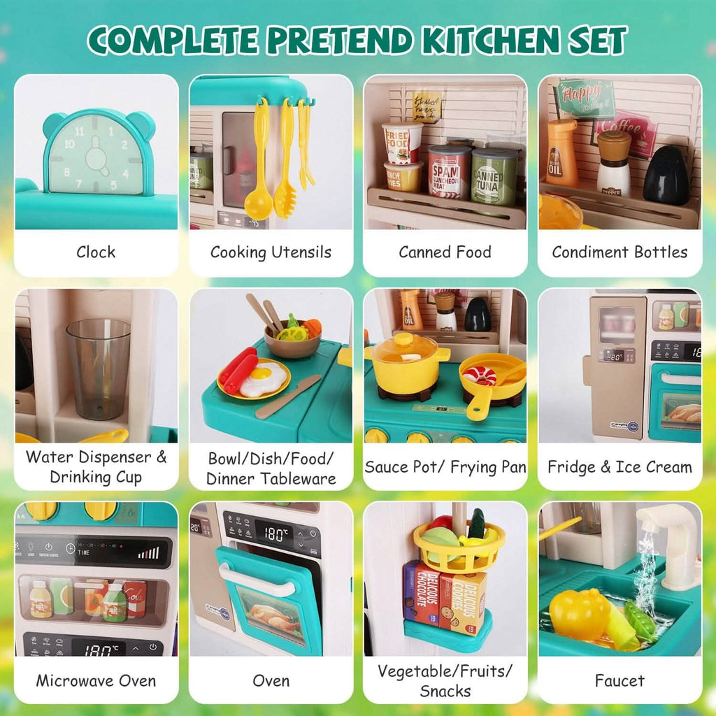 Kids Kitchen Play Set Interactive Pretend Kitchen Toys Cookware
