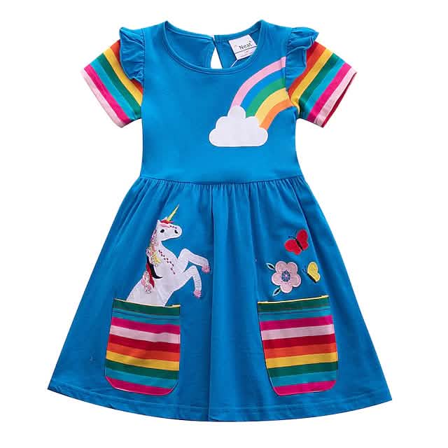 Robe courte à manches courtes pour petites filles