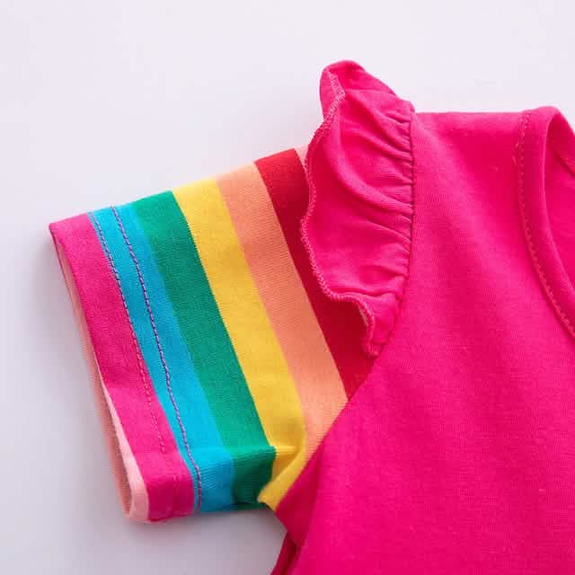 Robe courte à manches courtes pour petites filles
