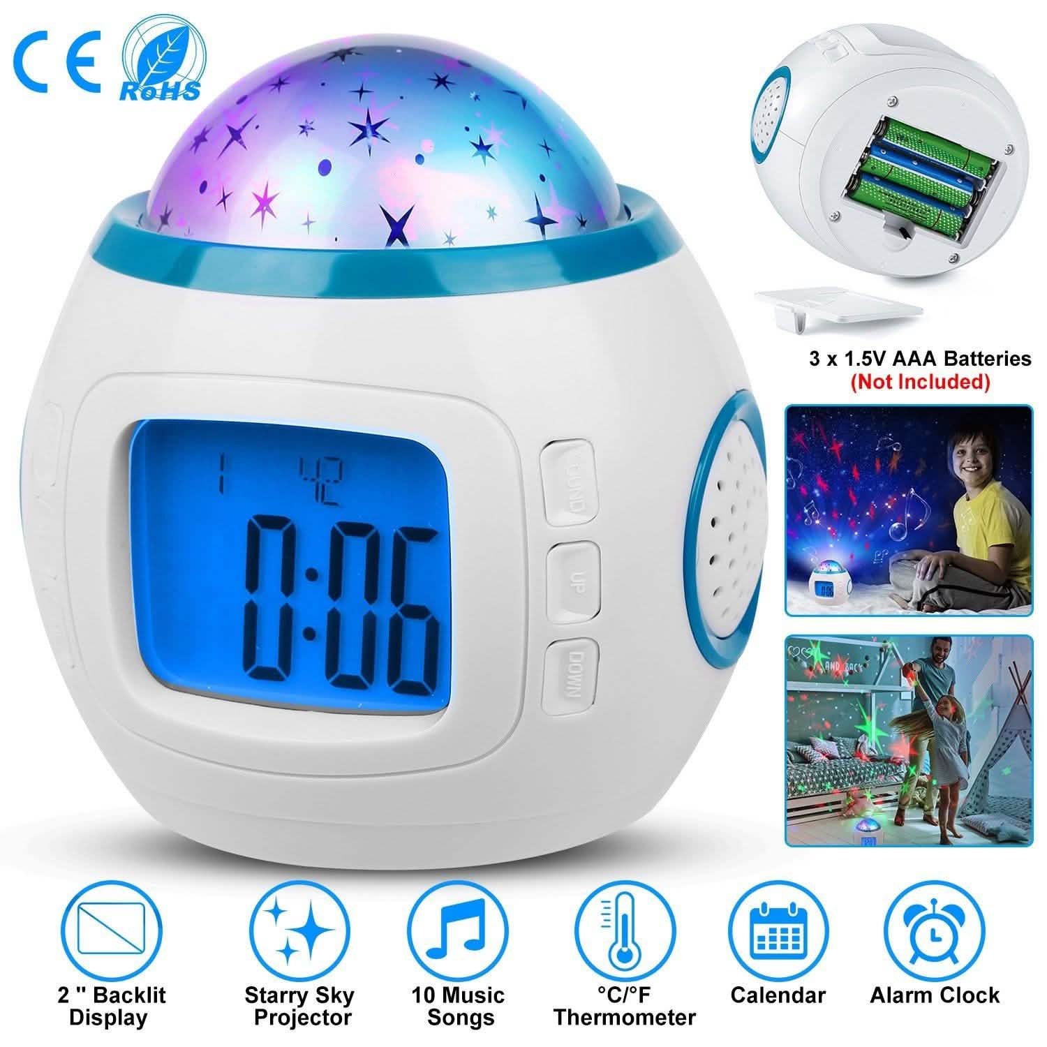 キッズ ミュージックスター スカイ LEDプロジェクションランプ デジタルアラームクロック