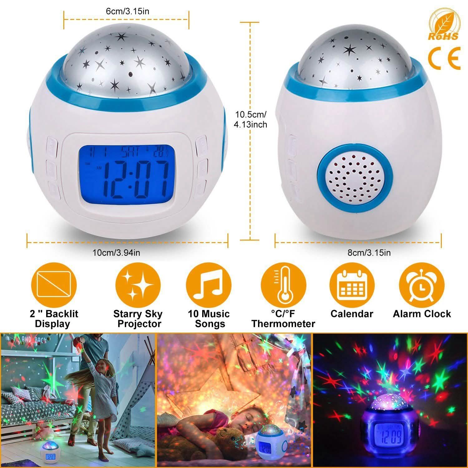 キッズ ミュージックスター スカイ LEDプロジェクションランプ デジタルアラームクロック
