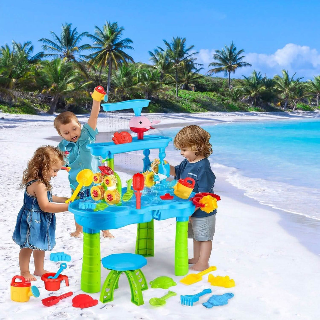 Table de jeu sable et eau pour enfants, 3-6 ans, exercice sensoriel, développement des liens amicaux