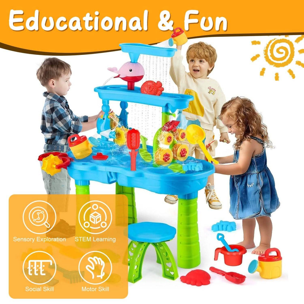 Table de jeu sable et eau pour enfants, 3-6 ans, exercice sensoriel, développement des liens amicaux