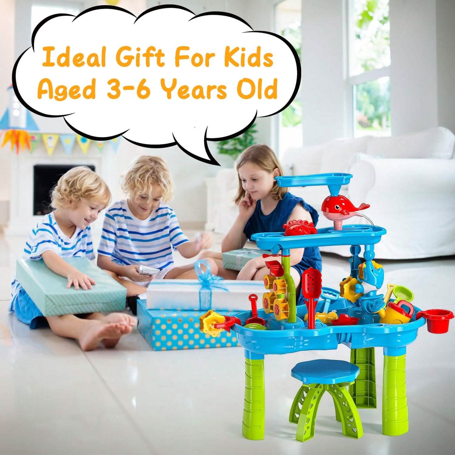 Table de jeu sable et eau pour enfants, 3-6 ans, exercice sensoriel, développement des liens amicaux
