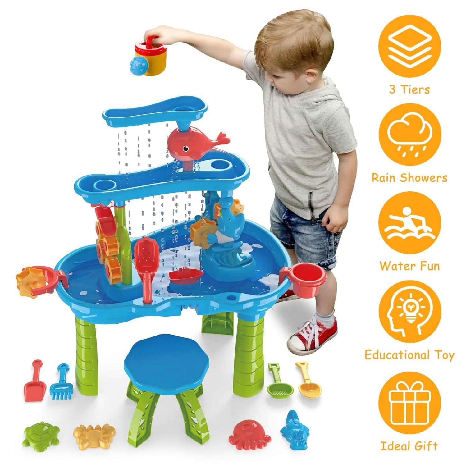 Table de jeu sable et eau pour enfants, 3-6 ans, exercice sensoriel, développement des liens amicaux