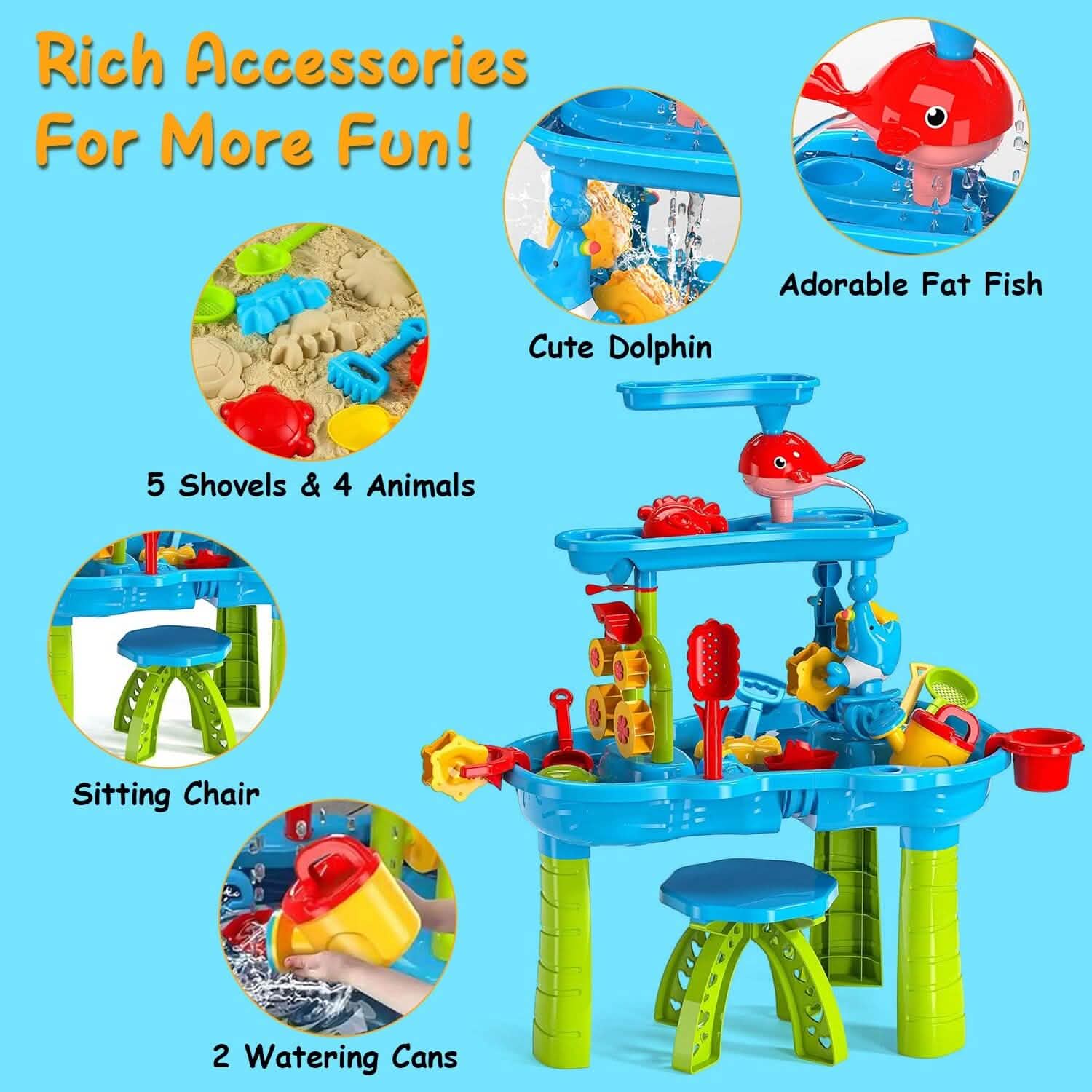 Table de jeu sable et eau pour enfants, 3-6 ans, exercice sensoriel, développement des liens amicaux
