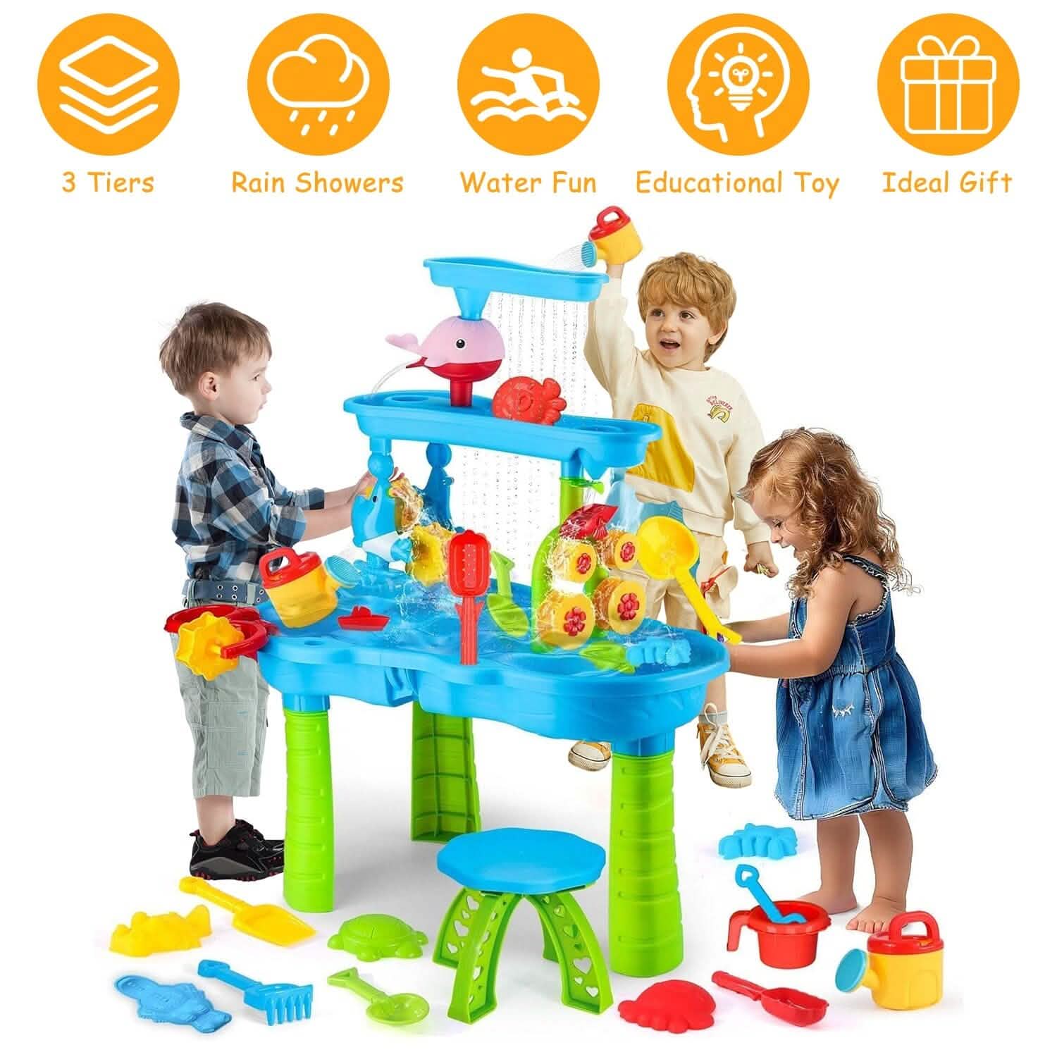 Table de jeu sable et eau pour enfants, 3-6 ans, exercice sensoriel, développement des liens amicaux