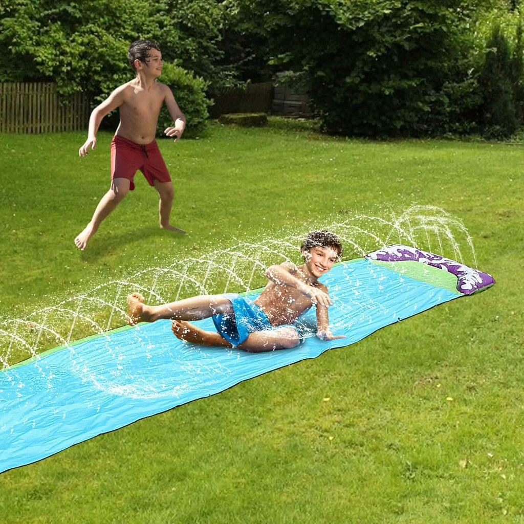 Kids Single Water Slide Lawn Surfing Racing Lane Slip Splash Spray Sprinkler
