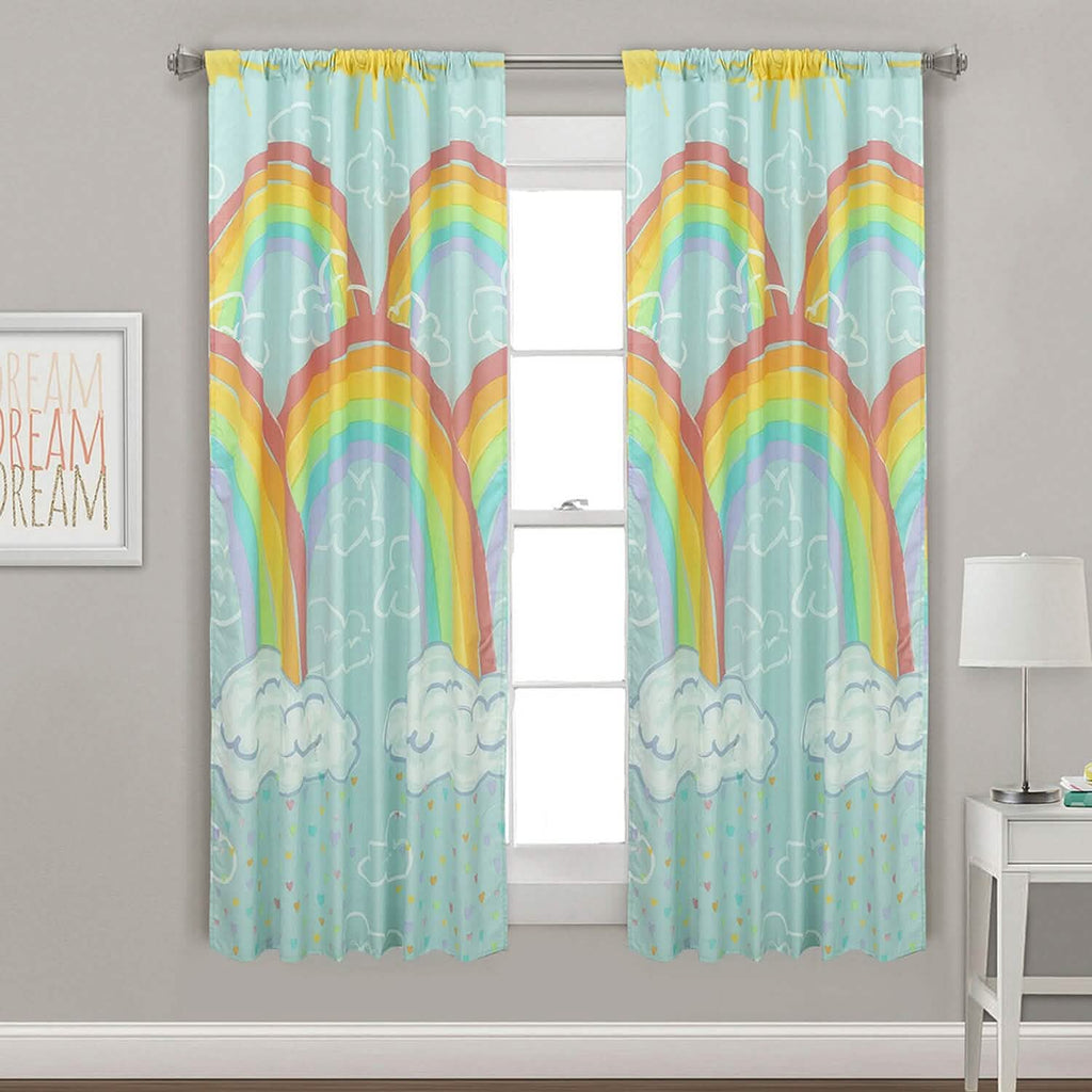 Kidz Mix Rainbow Clouds Window Panel Pair
