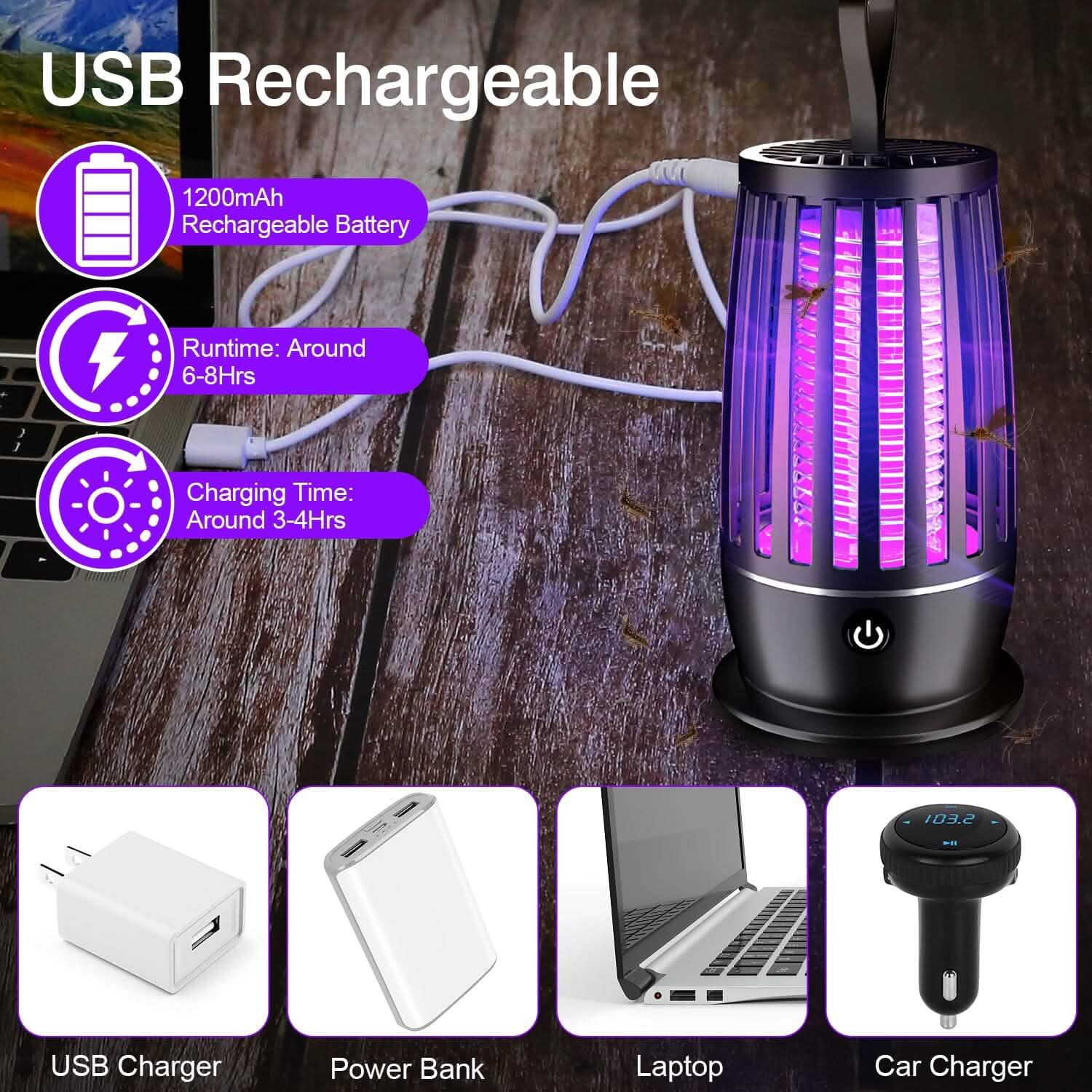 Lampe anti-moustiques avec piège à insectes et sangle veilleuse