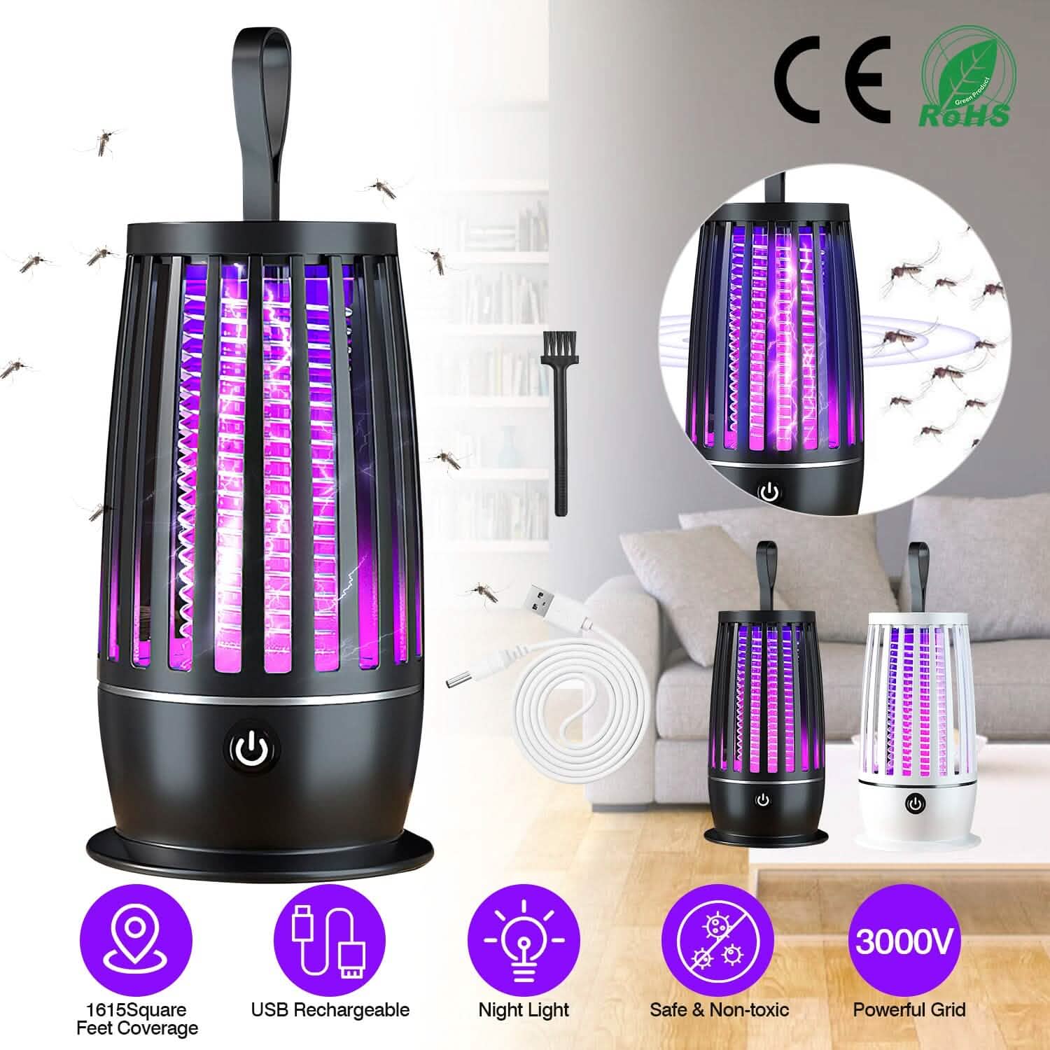 Lampe anti-moustiques avec piège à insectes et sangle veilleuse