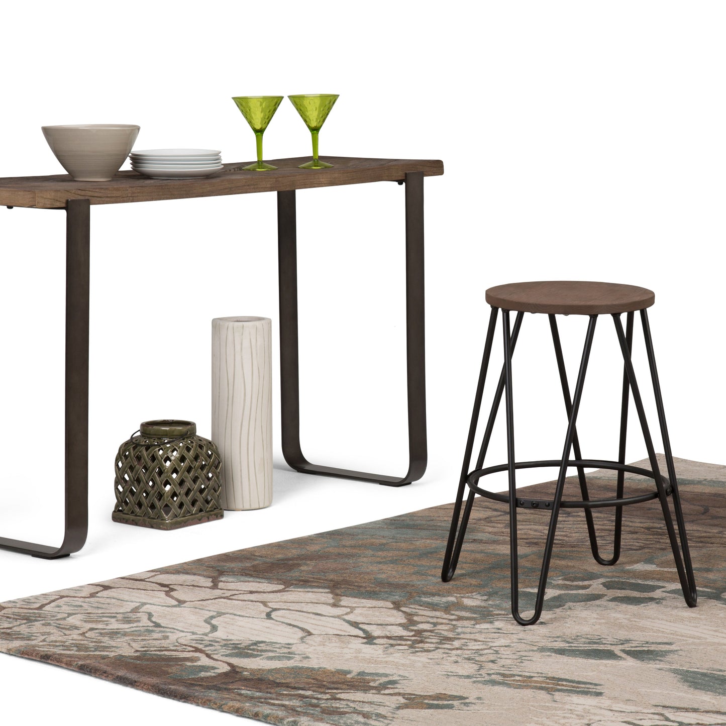 Simeon - 24" Metal Counter Height Stool with Wood Seat - Cocoa