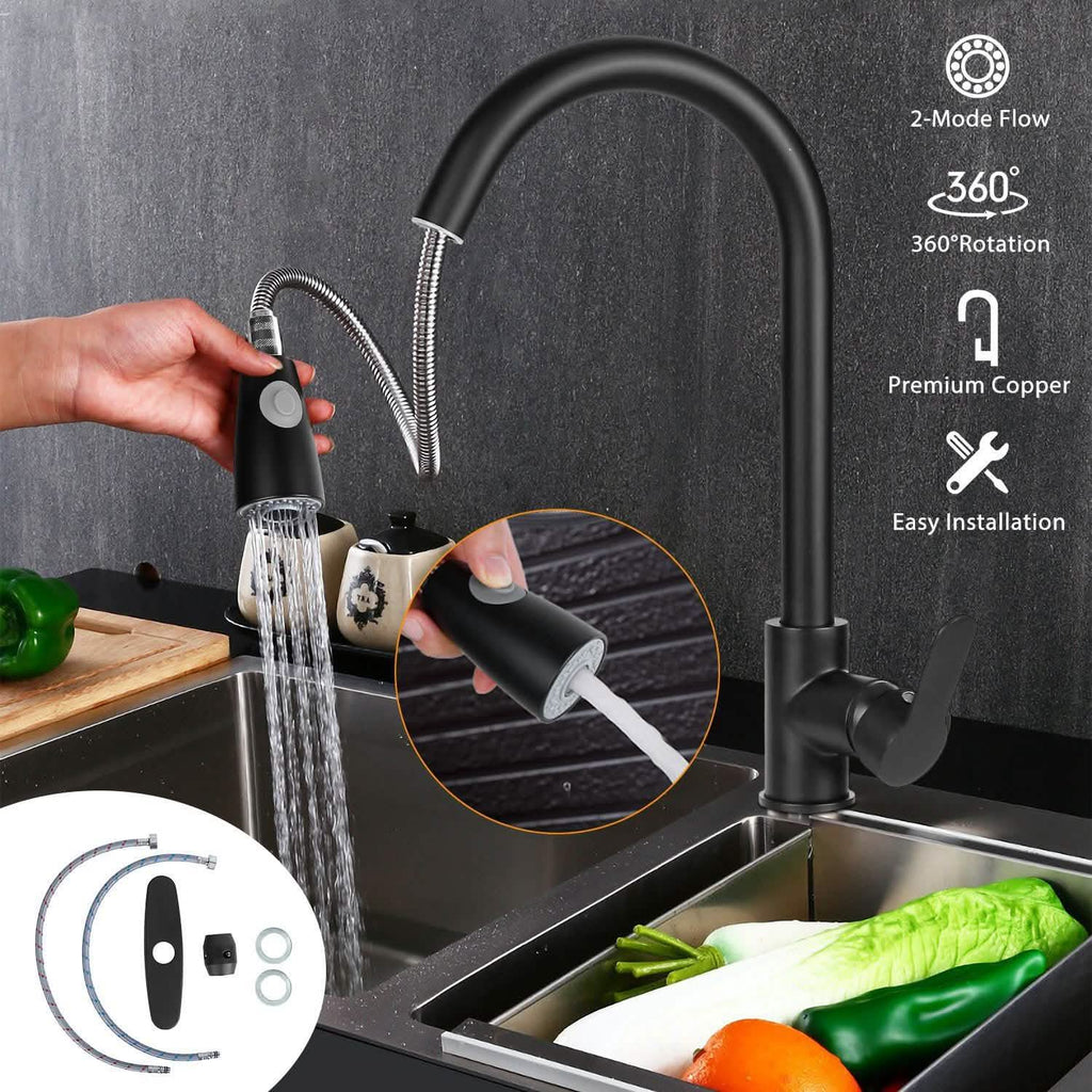 Robinet de cuisine monotrou avec commande eau chaude et froide