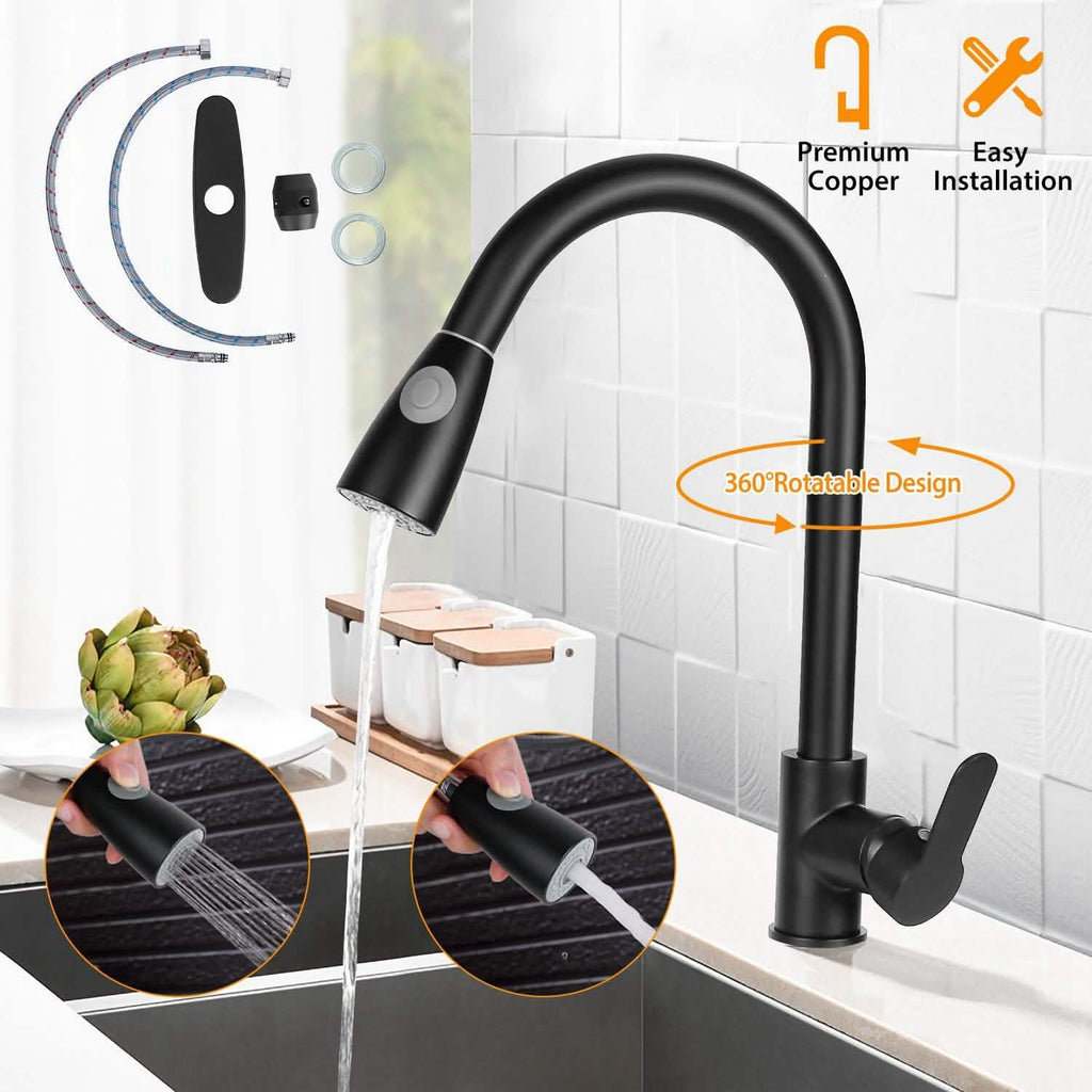 Robinet de cuisine monotrou avec commande eau chaude et froide
