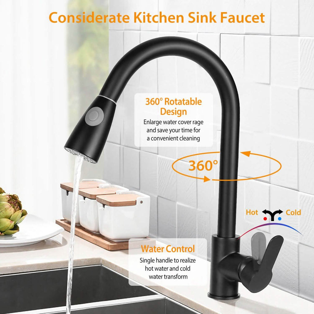 Robinet de cuisine monotrou avec commande eau chaude et froide