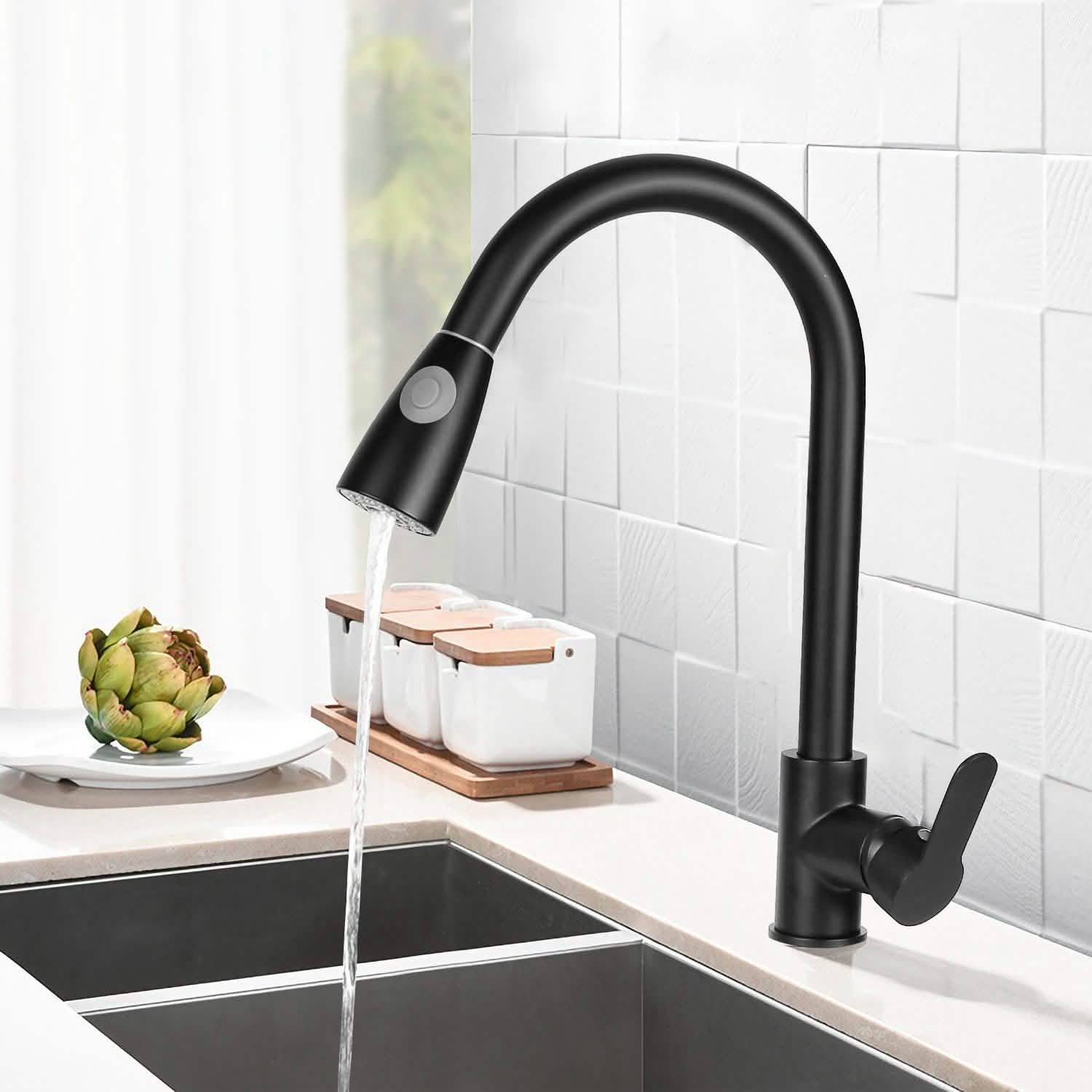 Robinet de cuisine monotrou avec commande eau chaude et froide
