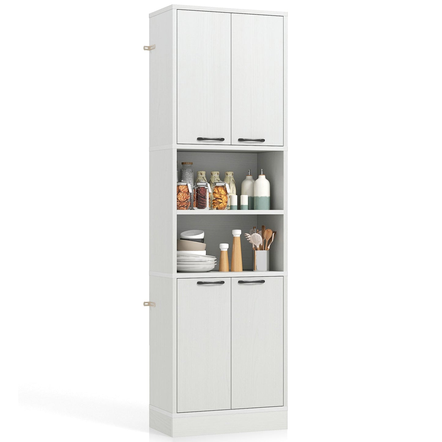 75 Inch Kitchen Pantry Cabinet Tall Cupboard with Doors and Shelves