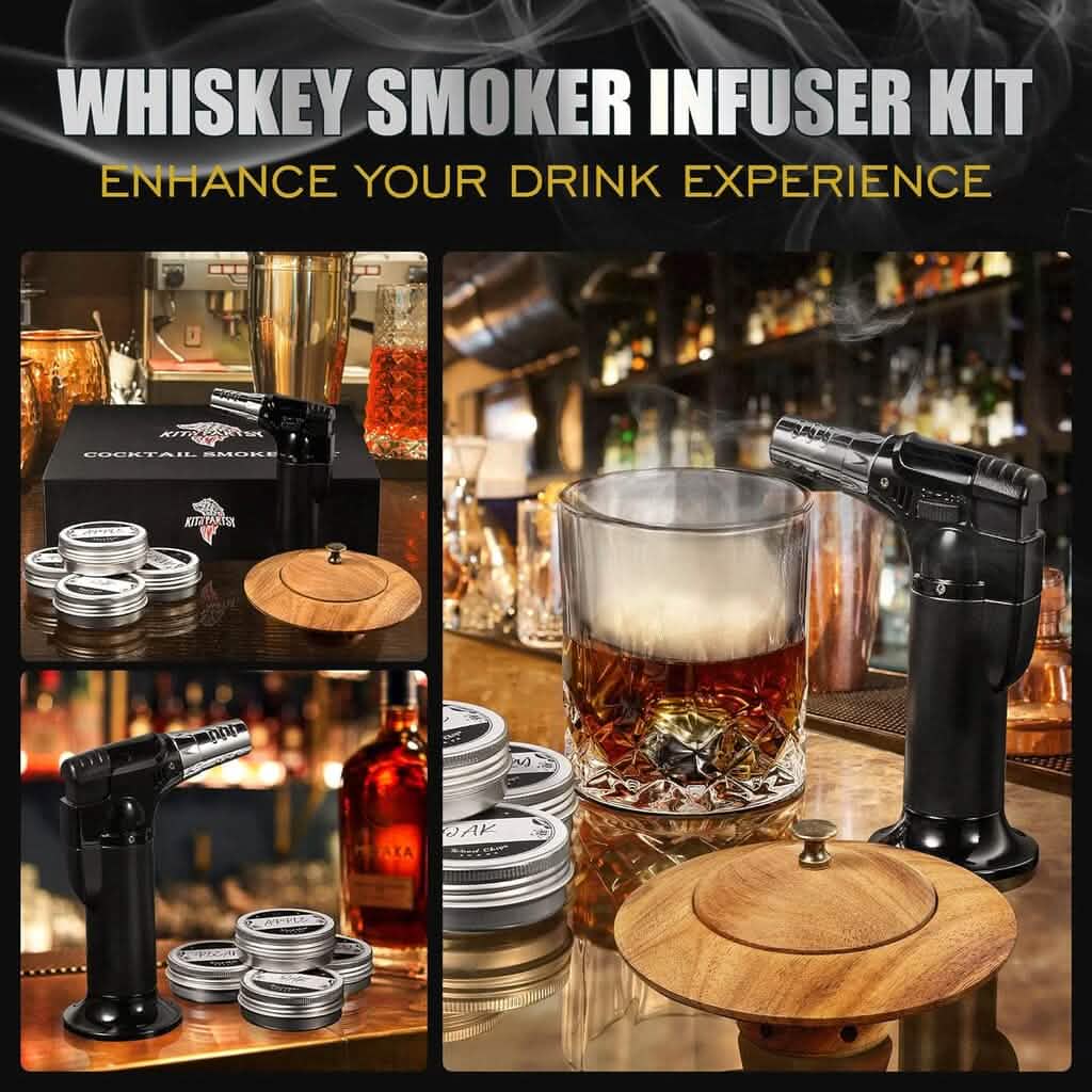 Kitypartsy Cocktail Smoker With Torch, Wood Chips, and Stainless Steel Ice Cubes
