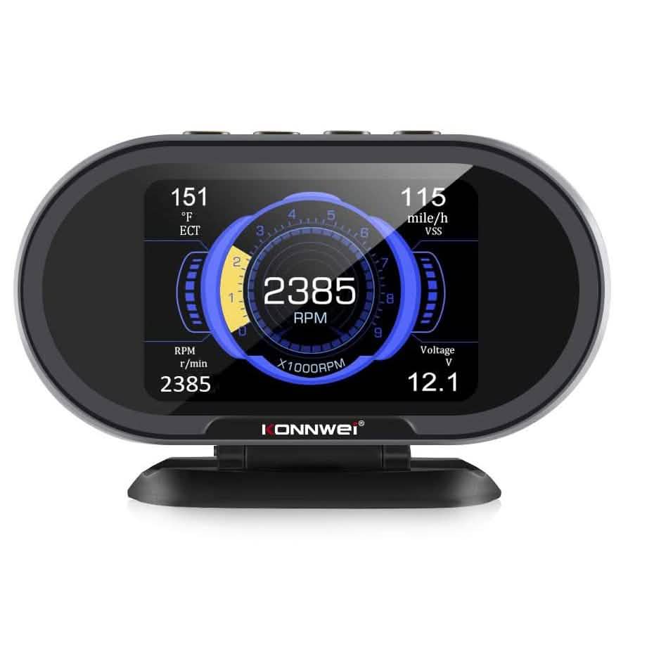 KONNWEI KW206 車用OBD2 HUDデジタルメーター RPMゲージ