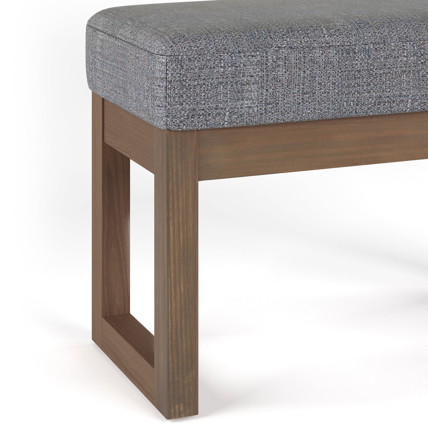 Milltown 27 Inch Wide Solid Wood Footstool Small Ottoman Bench in Pebble