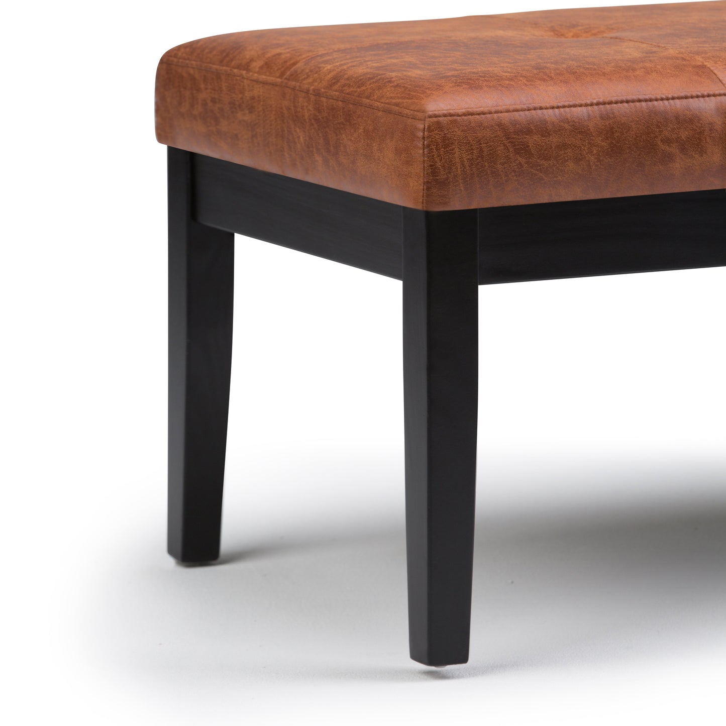 Lacey - Tufted Ottoman Bench - Distressed Saddle