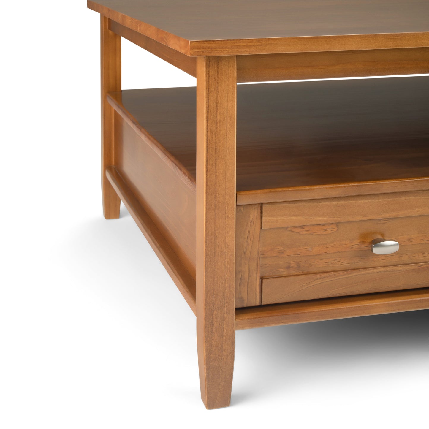 Warm Shaker 36 Inch Wide Solid Wood Square Coffee Table in Light Golden