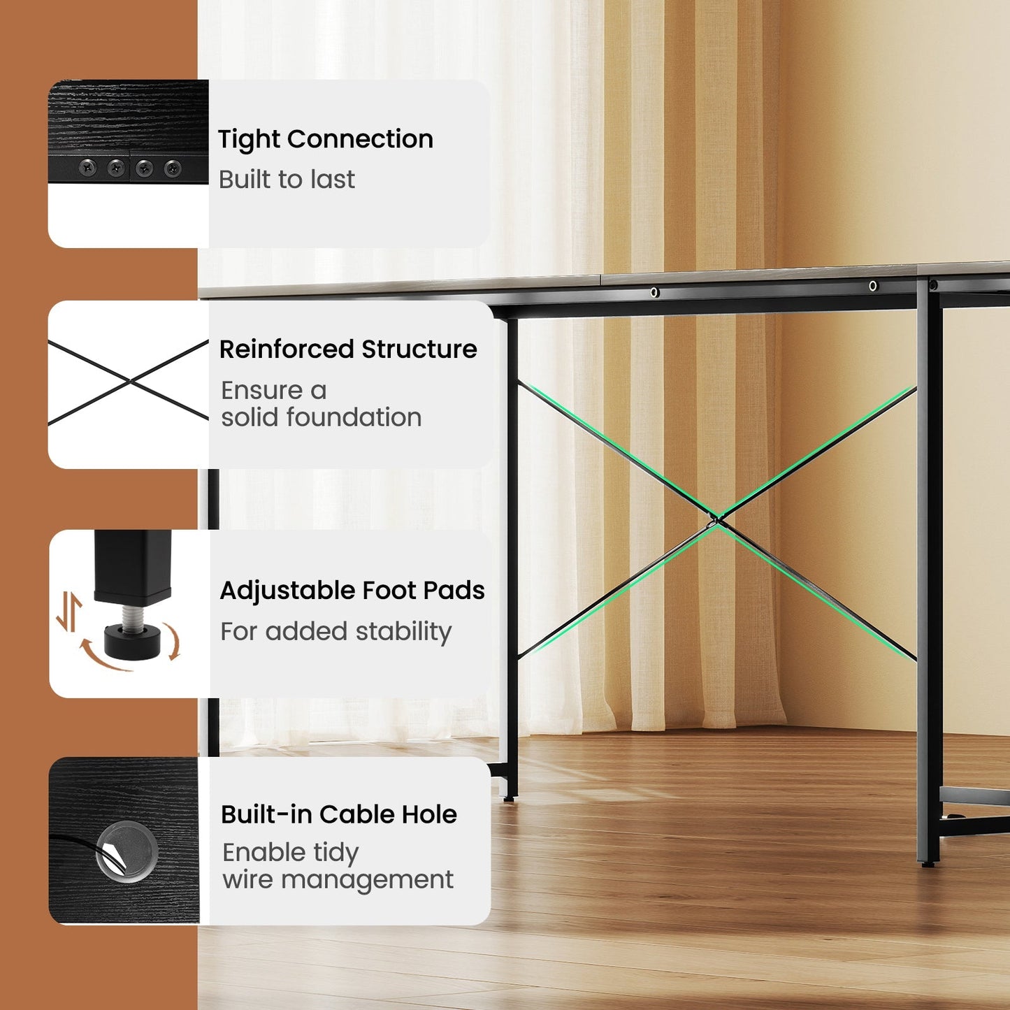 95 Inch 2-Person L-Shaped Long Reversible Computer Desk with Monitor Stand