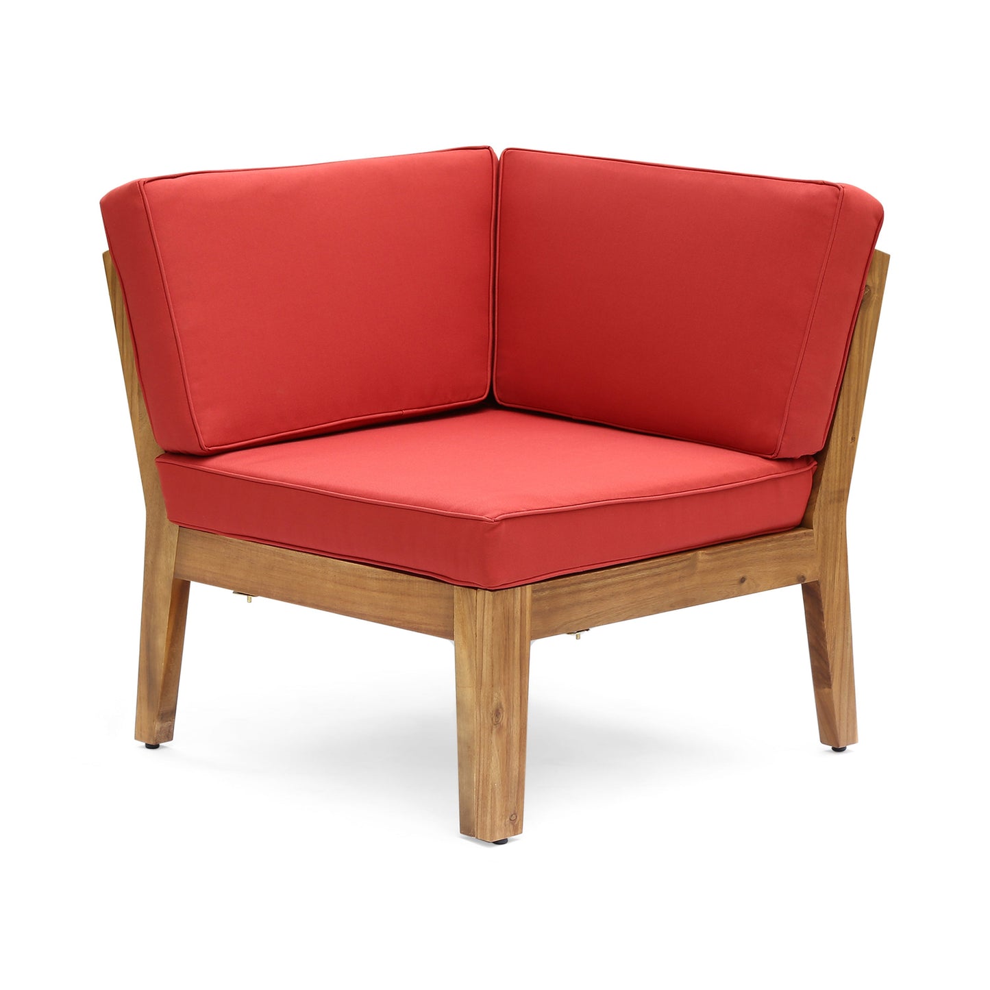 Grenada 8 Seater Acacia Wood Sectional Sofa Set, Teak+Red
