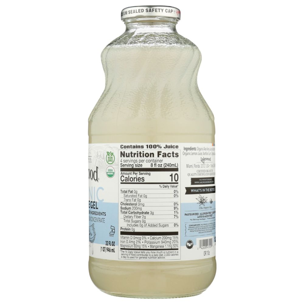 LAKEWOOD: Organic Pure Aloe Gel Juice, 32 fo