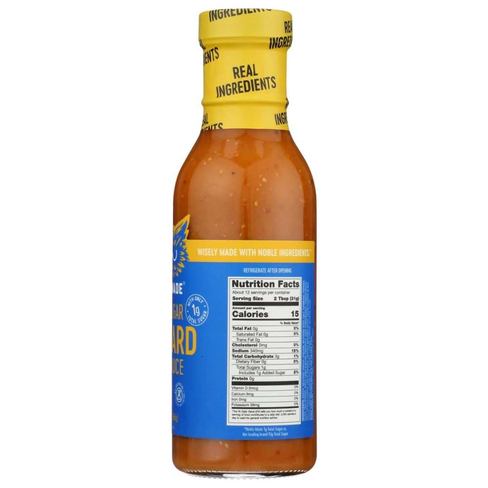 NOBLE MADE BY THE NEW PRIMAL: Less Sugar Mustard BBQ Sauce, 12 fo