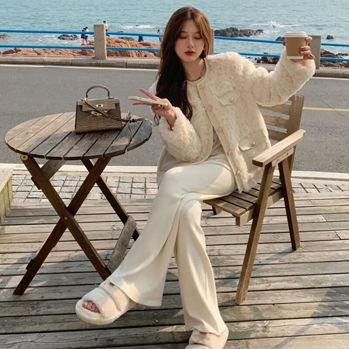 Korean Fashion Lamb Wool Coats