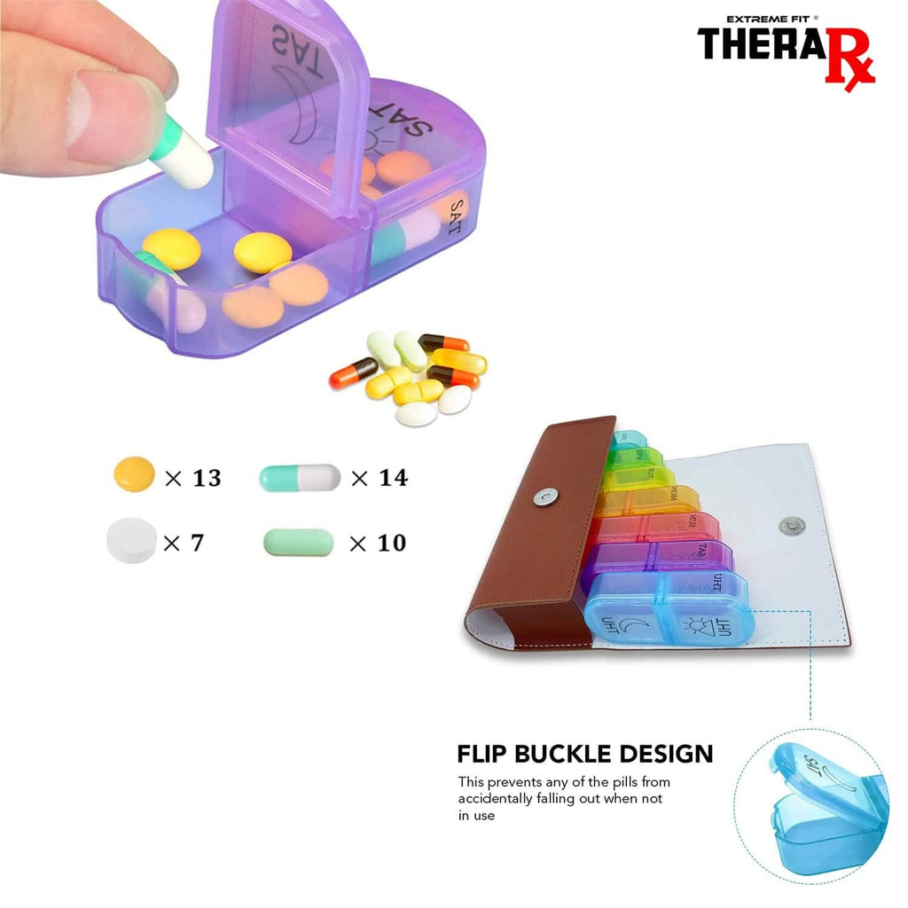 Large Daily Pill Box Medicine Organizer with PU Leather Case