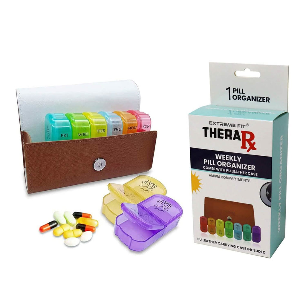 Large Daily Pill Box Medicine Organizer with PU Leather Case